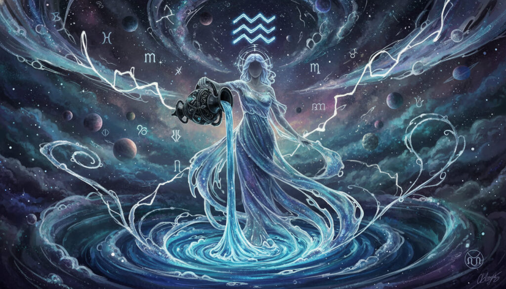 mọc bảo bình aquarius ascendant cô gái đổ nước và ký hiệu bảo bình