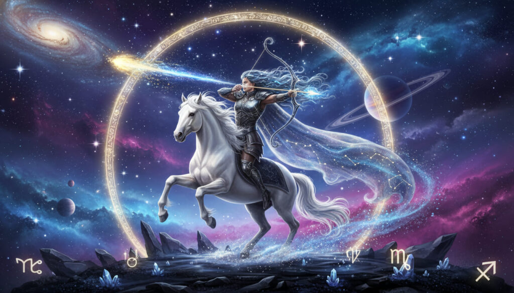 cung mọc nhân mã sagittarius rising cô gái bắn cung cưỡi ngựa