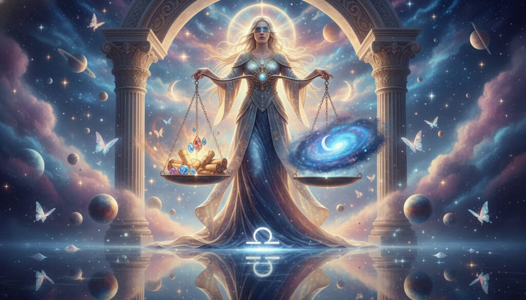 cung mọc thiên bình khi yêu libra ascendant cô gái cầm cán cân và ký hiệu thiên bình