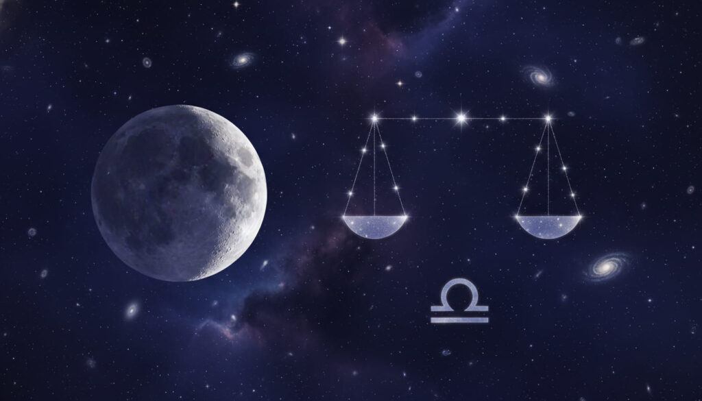 moon thiên bình moon libra cán cân và mặt trăng kèm biểu tượng cung thiên bình